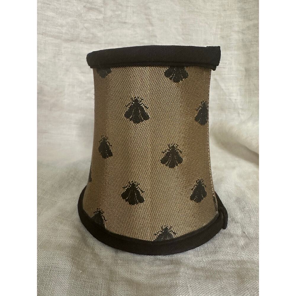 French country style mini lampshade napoleonic bee gold black tan small